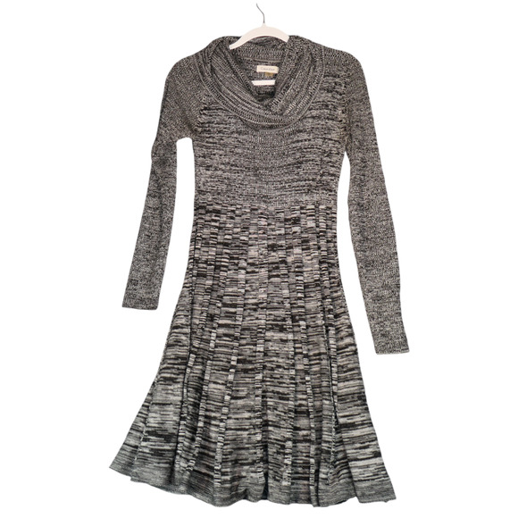 Calvin Klein Sweater Dress Womens M Heather Gray Ribbed Fit Flare Career Classic - Picture 1 of 11